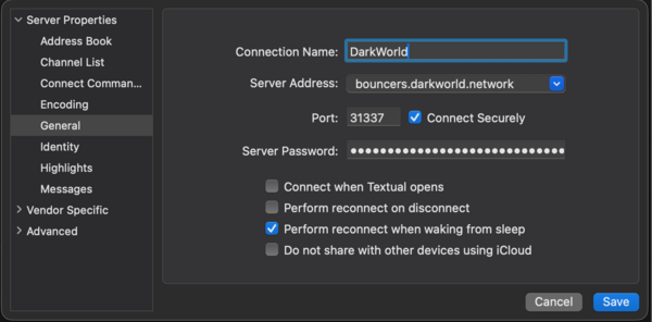 Example server configuration inDWBouncers/Clients/Textual