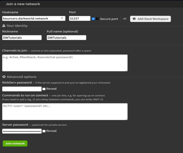 Example server configuration inDWBouncers/Clients/IRCCloud